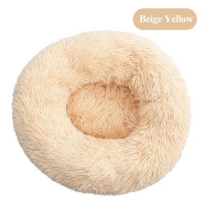 Plush Round Self Warming Lounger and Pet Beds for Dogs and Cats