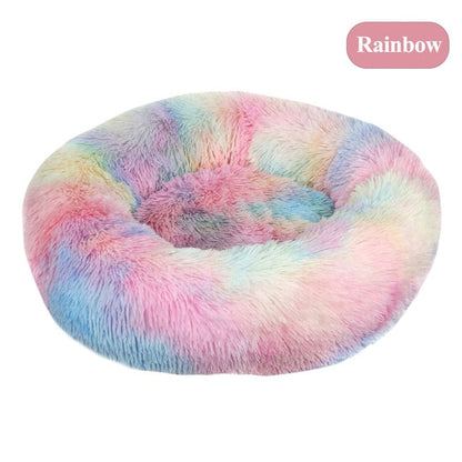 Plush Round Self Warming Lounger and Pet Beds for Dogs and Cats