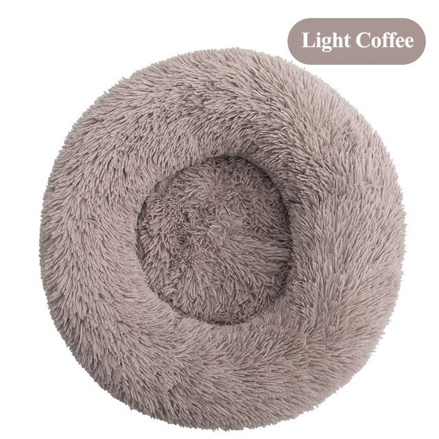 Plush Round Self Warming Lounger and Pet Beds for Dogs and Cats