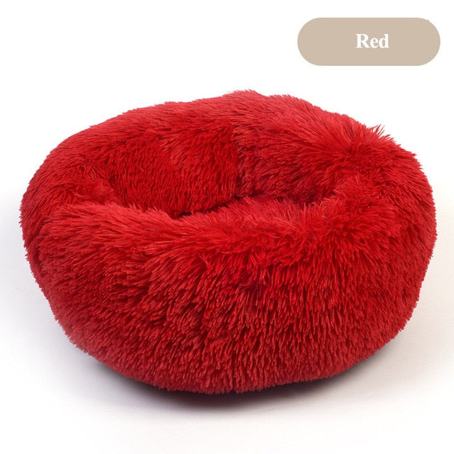 Plush Round Self Warming Lounger and Pet Beds for Dogs and Cats