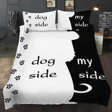 Load image into Gallery viewer, Bonenjoy Black and White Bedding Set Dog Side My Side (King, Queen, Single, Double, Twin)
