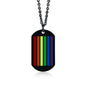 Rainbow LGBT Gay Pride Dog Tag Military Necklace Pendant Unisex Stainless Steel Chain Jewelry
