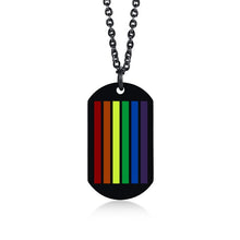 Load image into Gallery viewer, Rainbow LGBT Gay Pride Dog Tag Military Necklace Pendant Unisex Stainless Steel Chain Jewelry
