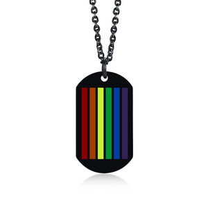 Rainbow LGBT Gay Pride Dog Tag Military Necklace Pendant Unisex Stainless Steel Chain Jewelry