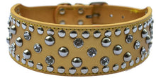 Load image into Gallery viewer, Crystal Studded Collar For Dogs 2 Inch Wide Leather Collar

