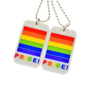 1PC LGBTQI Gay Pride Silicone Dog Tag Pendant Necklace With 24 Inch Ballchain