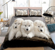 Load image into Gallery viewer, 3D Samoyed Dogs Duvet Cover White Samoyed Bedding 3 Pcs (Queen)
