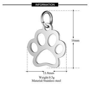 5 Pcs Dog Paw Print DIY Charms Stainless Steel Unicorn Pendant