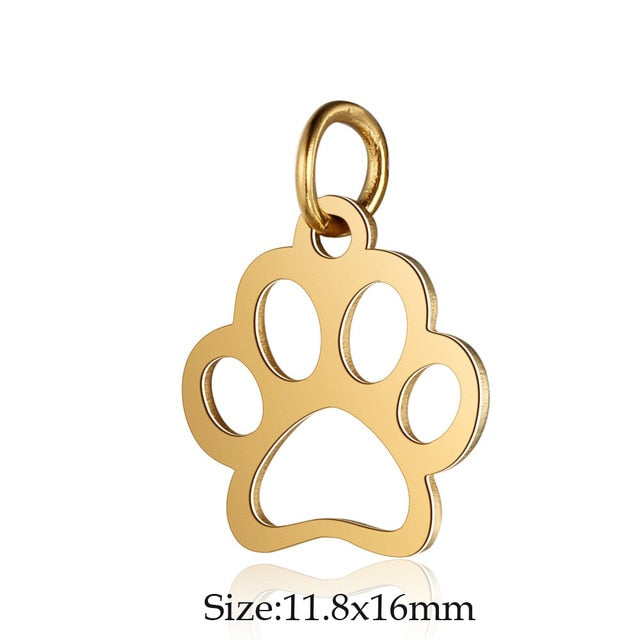 5 Pcs Dog Paw Print DIY Charms Stainless Steel Unicorn Pendant
