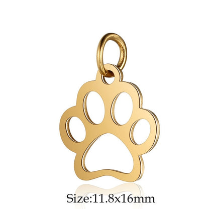 5 Pcs Dog Paw Print DIY Charms Stainless Steel Unicorn Pendant