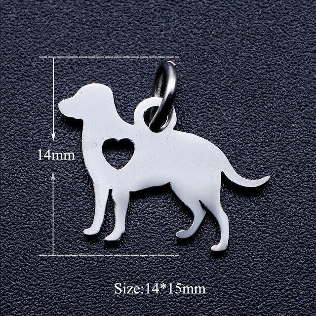 5 Pcs Dog Paw Print DIY Charms Stainless Steel Unicorn Pendant