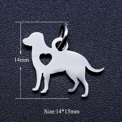 5 Pcs Dog Paw Print DIY Charms Stainless Steel Unicorn Pendant