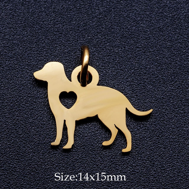 5 Pcs Dog Paw Print DIY Charms Stainless Steel Unicorn Pendant