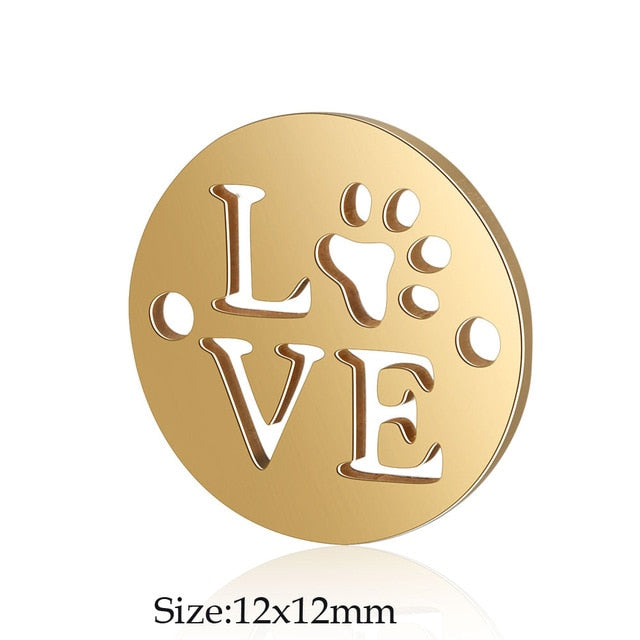 5 Pcs Dog Paw Print DIY Charms Stainless Steel Unicorn Pendant