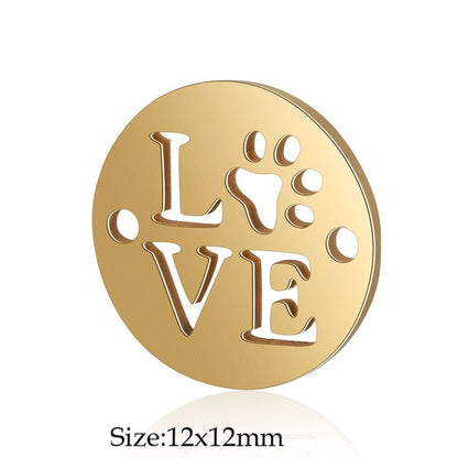 5 Pcs Dog Paw Print DIY Charms Stainless Steel Unicorn Pendant