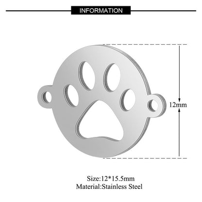 5 Pcs Dog Paw Print DIY Charms Stainless Steel Unicorn Pendant