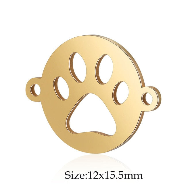 5 Pcs Dog Paw Print DIY Charms Stainless Steel Unicorn Pendant