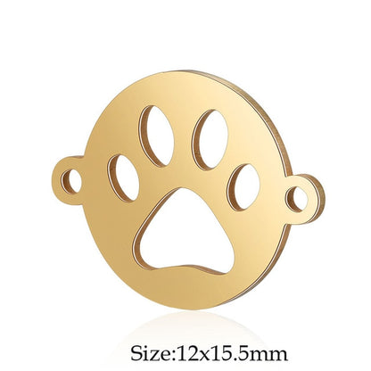 5 Pcs Dog Paw Print DIY Charms Stainless Steel Unicorn Pendant