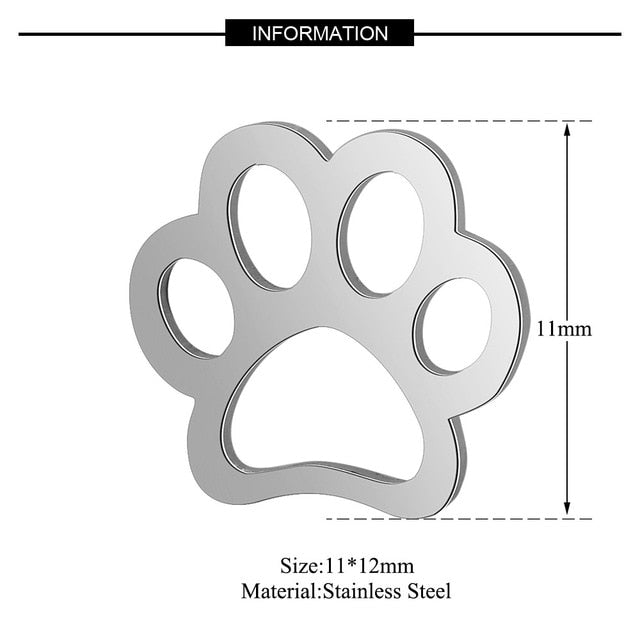 5 Pcs Dog Paw Print DIY Charms Stainless Steel Unicorn Pendant