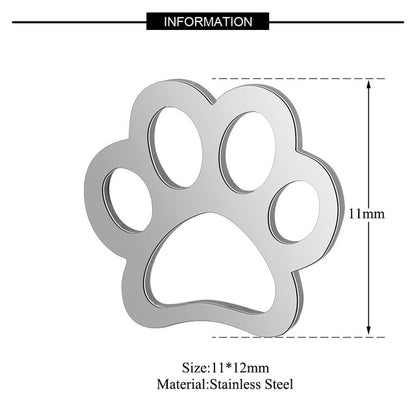 5 Pcs Dog Paw Print DIY Charms Stainless Steel Unicorn Pendant