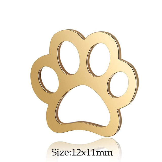 5 Pcs Dog Paw Print DIY Charms Stainless Steel Unicorn Pendant