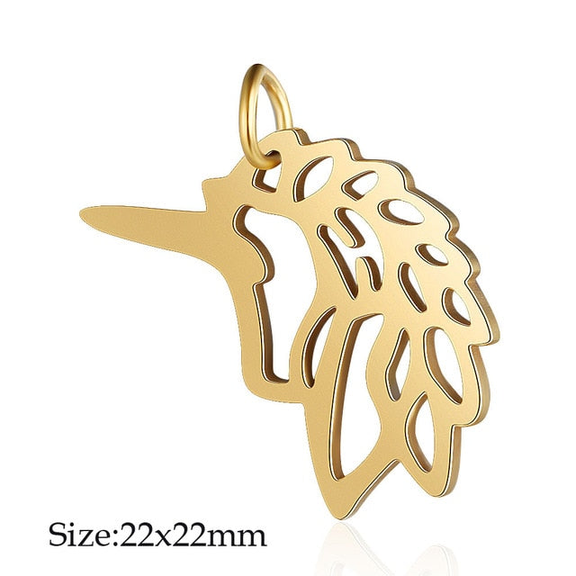 5 Pcs Dog Paw Print DIY Charms Stainless Steel Unicorn Pendant