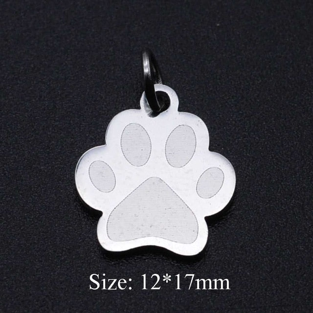 5 Pcs Dog Paw Print DIY Charms Stainless Steel Unicorn Pendant