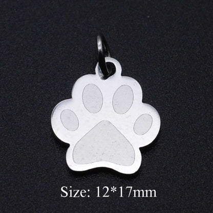5 Pcs Dog Paw Print DIY Charms Stainless Steel Unicorn Pendant