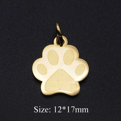 5 Pcs Dog Paw Print DIY Charms Stainless Steel Unicorn Pendant
