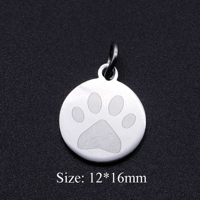 5 Pcs Dog Paw Print DIY Charms Stainless Steel Unicorn Pendant