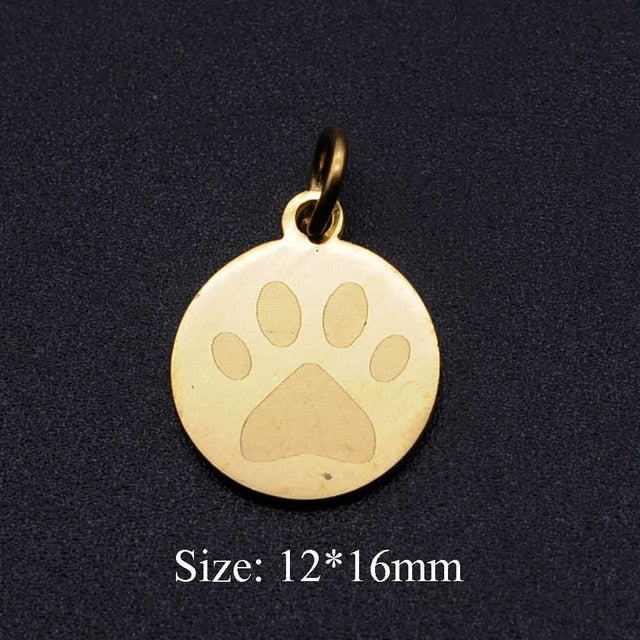 5 Pcs Dog Paw Print DIY Charms Stainless Steel Unicorn Pendant
