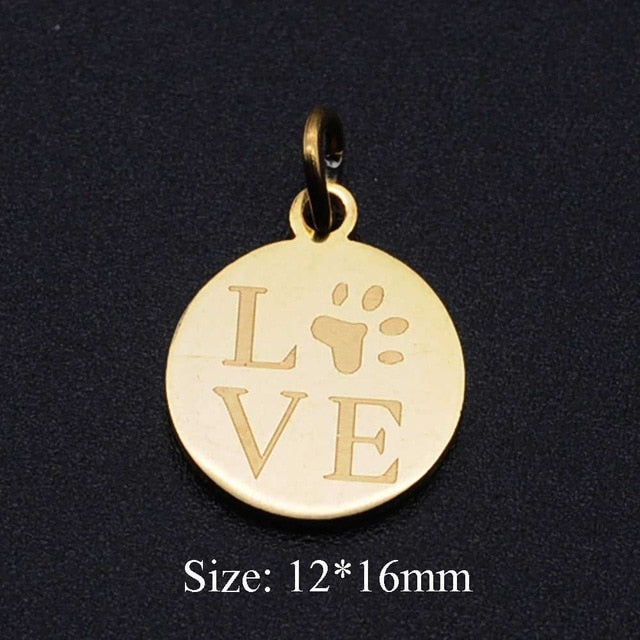 5 Pcs Dog Paw Print DIY Charms Stainless Steel Unicorn Pendant