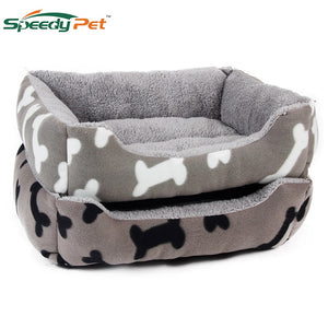 Self-Warmming Orthopedic Luxury Dog Cat Bed Rectangle Pet Bed with Dog Paw Prints