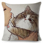 Funny Love Kiss Cute Cat Pillows Cases for Sofa Home Car Cushion Cover Pillow Covers Decor Cartoon Linen Pillowcase 45x45cm