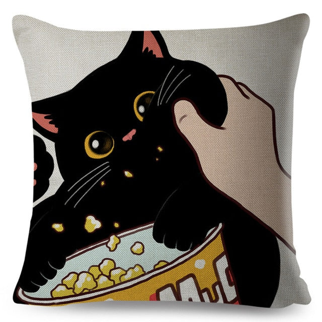 Funny Love Kiss Cute Cat Pillows Cases for Sofa Home Car Cushion Cover Pillow Covers Decor Cartoon Linen Pillowcase 45x45cm