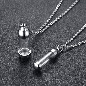 Glass Vial Necklace Pendant Memorial Ash Bottle Cremation Pet Urn