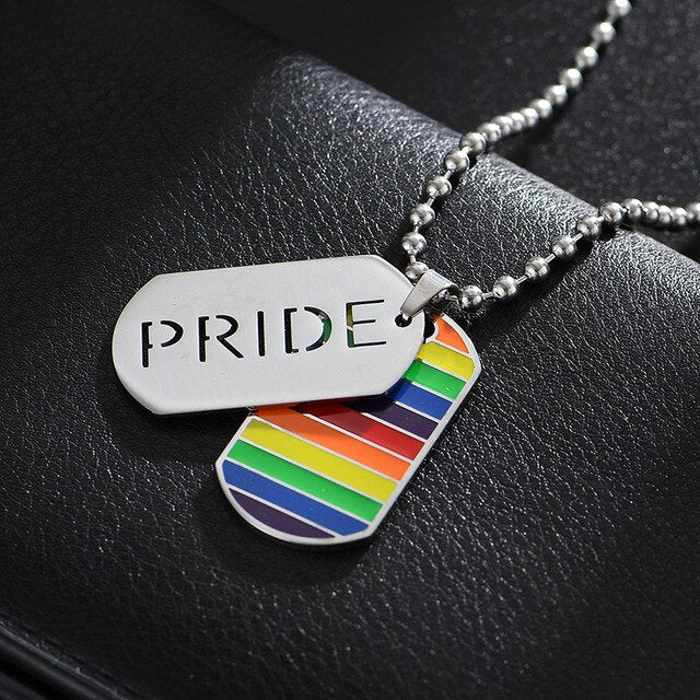 Fashion Jewelry Rainbow Flag Stainless Steel Gay Pride Love Dog Tag