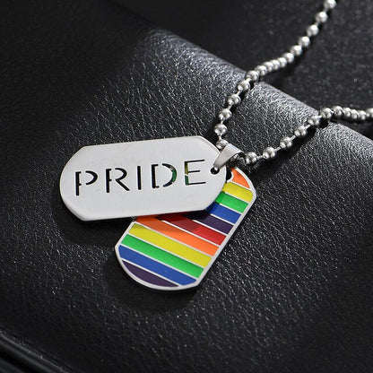 Fashion Jewelry Rainbow Flag Stainless Steel Gay Pride Love Dog Tag