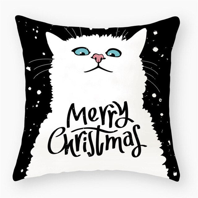 Black & White Cat Sofa Decorative Cushion Cover Pillow Pillowcase (Polyester) Home Decor
