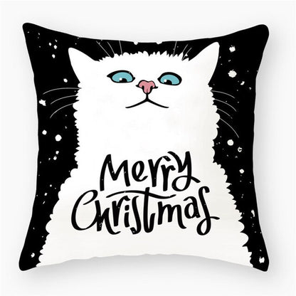 Black & White Cat Sofa Decorative Cushion Cover Pillow Pillowcase (Polyester) Home Decor