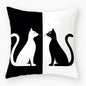 Black & White Cat Sofa Decorative Cushion Cover Pillow Pillowcase (Polyester) Home Decor