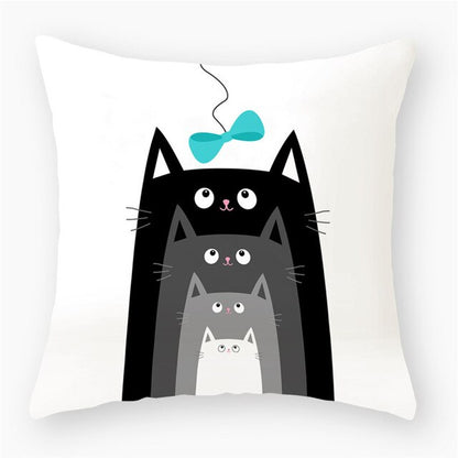 Black & White Cat Sofa Decorative Cushion Cover Pillow Pillowcase (Polyester) Home Decor
