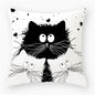 Black & White Cat Sofa Decorative Cushion Cover Pillow Pillowcase (Polyester) Home Decor