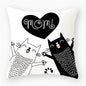 Black & White Cat Sofa Decorative Cushion Cover Pillow Pillowcase (Polyester) Home Decor
