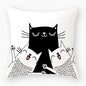 Black & White Cat Sofa Decorative Cushion Cover Pillow Pillowcase (Polyester) Home Decor