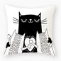Black & White Cat Sofa Decorative Cushion Cover Pillow Pillowcase (Polyester) Home Decor