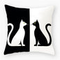 Black & White Cat Sofa Decorative Cushion Cover Pillow Pillowcase (Polyester) Home Decor