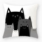 Black & White Cat Sofa Decorative Cushion Cover Pillow Pillowcase (Polyester) Home Decor