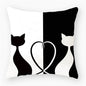 Black & White Cat Sofa Decorative Cushion Cover Pillow Pillowcase (Polyester) Home Decor