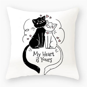 Black & White Cat Sofa Decorative Cushion Cover Pillow Pillowcase (Polyester) Home Decor
